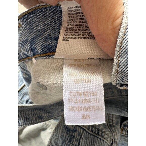 Agolde Women Blue 27 Denim Broken Waistband Jeans Straight High Rise Grunge Punk - Picture 8 of 13